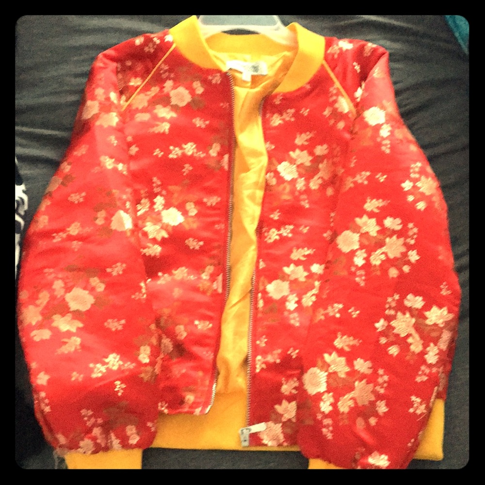 Red and gold bomber jacket